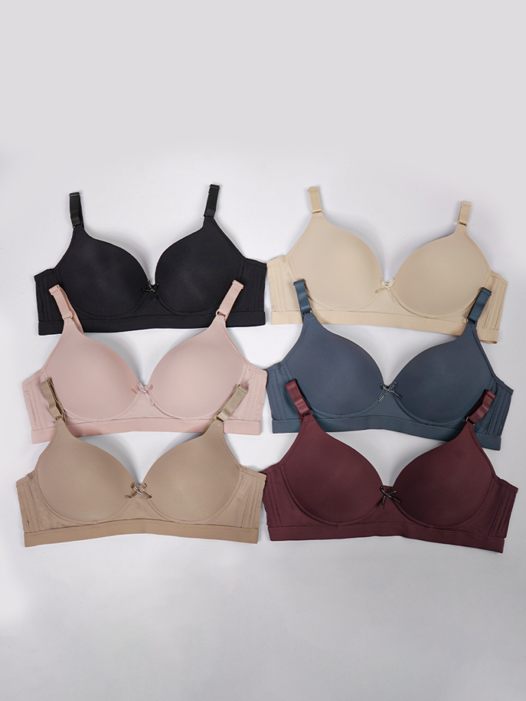 Sorex Bra Tanpa Kawat Busa Sedang Kait 3 Cup B-C Cup 3/4 Nilon Mix Comfy Series Bra Harian BH 9825